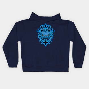 Stylish Blue and Black Mayan Mask Kids Hoodie